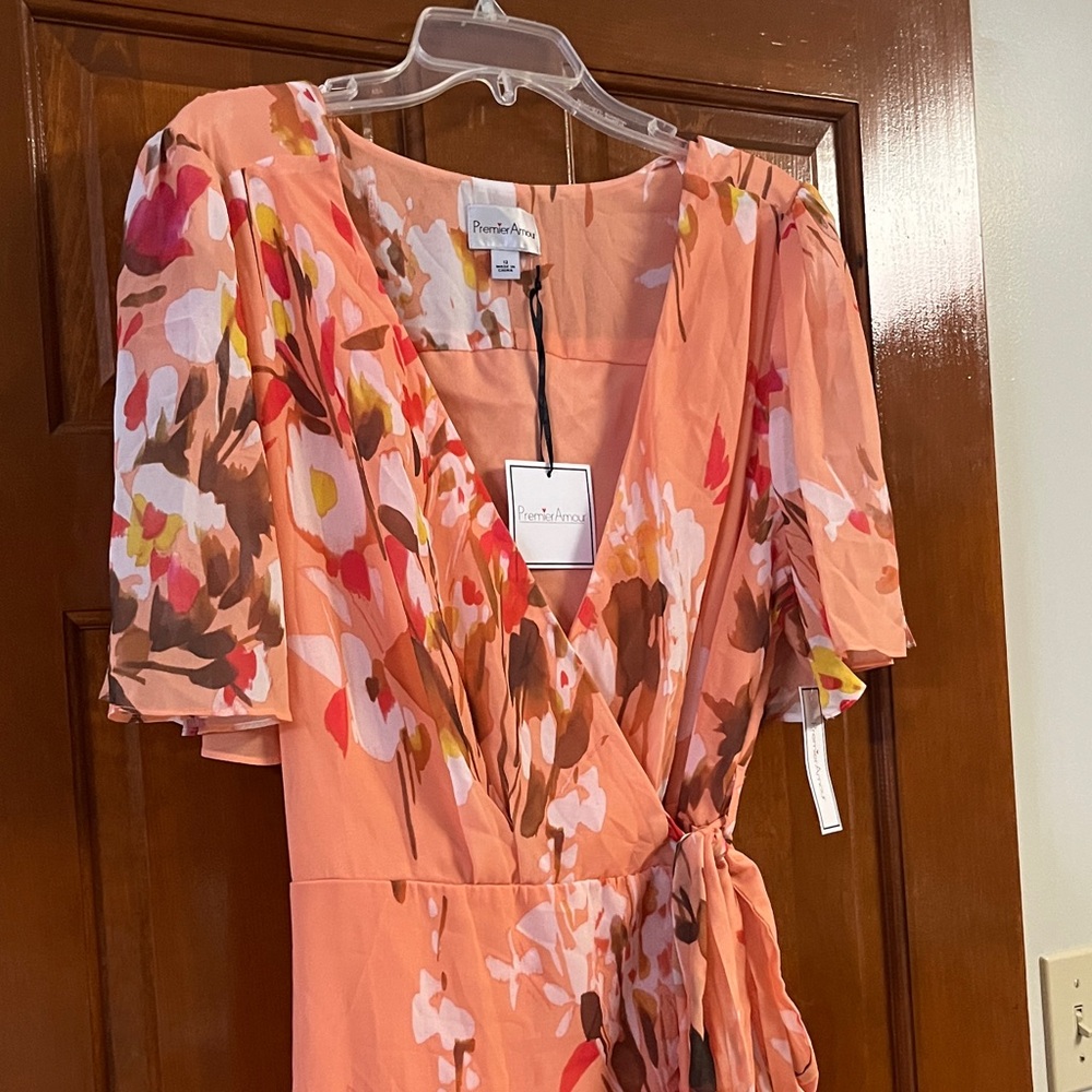 Peach Love California Peach Floral Wrap Maxi Dress